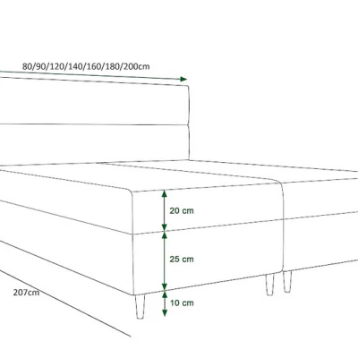 Boxspringová postel ANGELES - 120x200, zelená