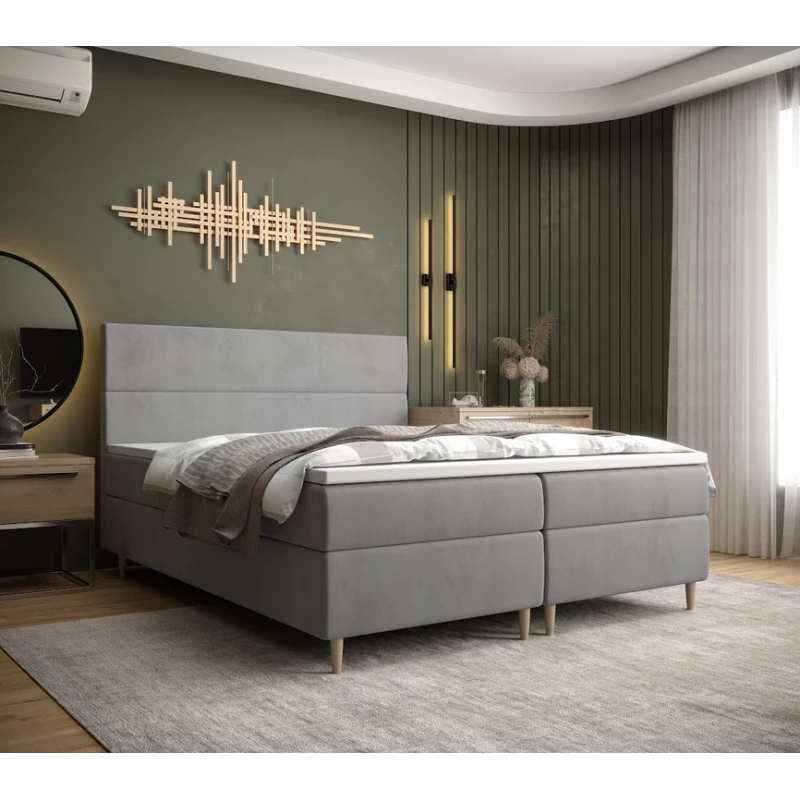 Boxspringová postel ANGELES - 200x200, světle šedá