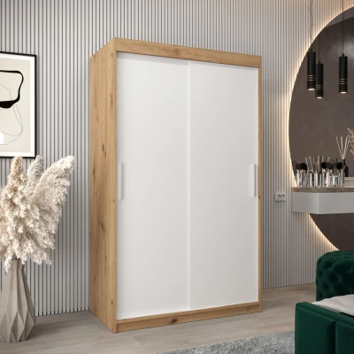 Skříň s posuvnými dveřmi v šířce 120 cm TIMEA - dub artisan / bílá