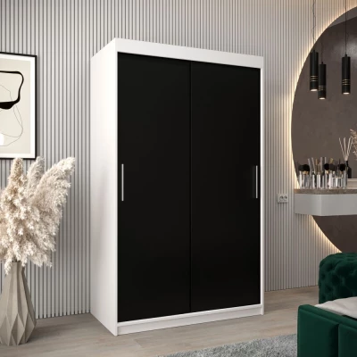 Skříň s posuvnými dveřmi v šířce 120 cm TIMEA - bílá / černá