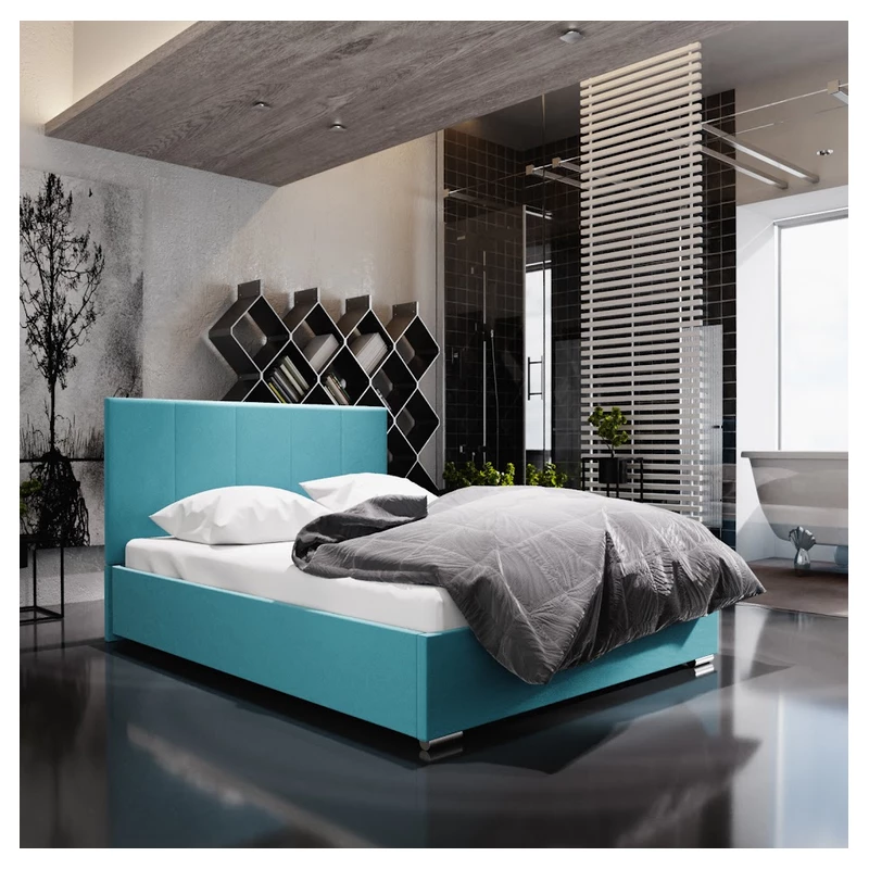 Jednolůžková čalouněná postel FLEK 6 - 120x200, modrá