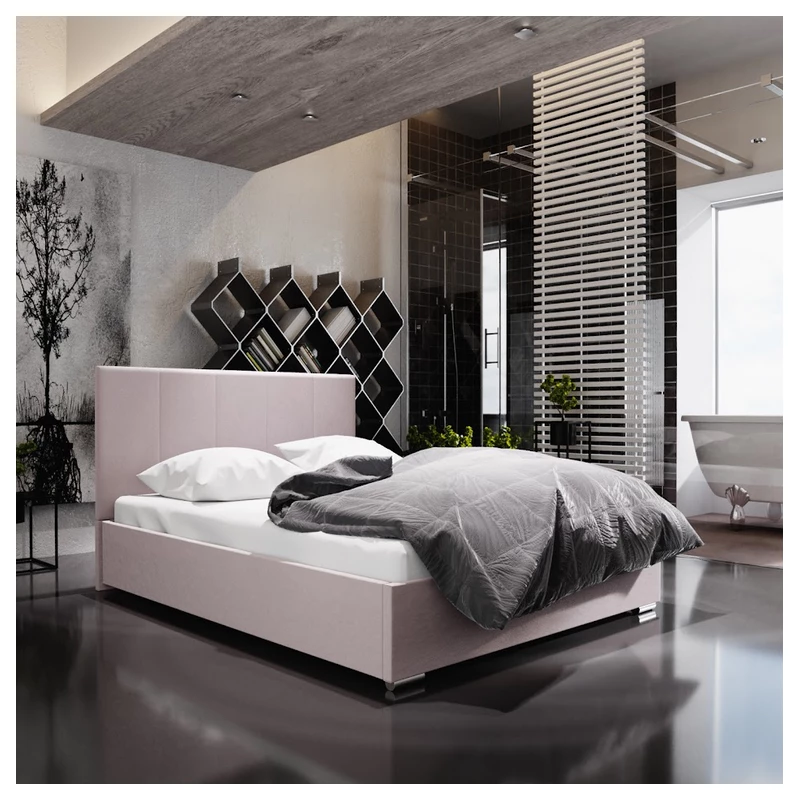 Manželská postel s úložným prostorem FLEK 6 - 140x200, růžová