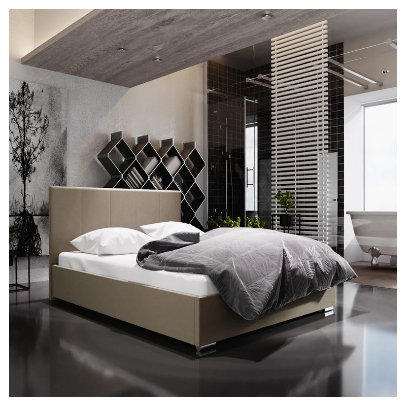Manželská postel s úložným prostorem FLEK 6 - 180x200, béžová