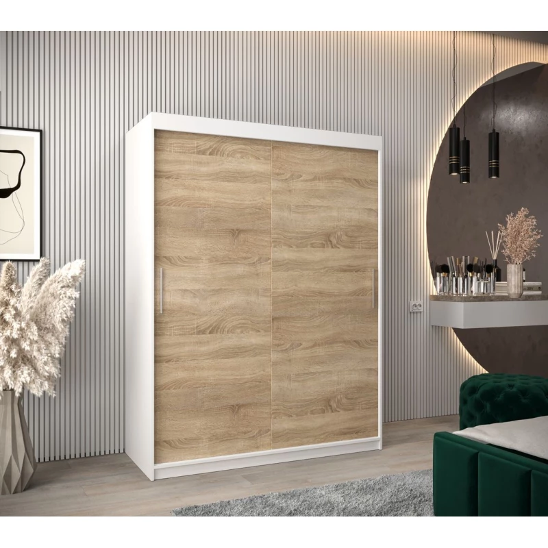 Skříň s posuvnými dveřmi v šířce 150 cm TIMEA - bílá / dub sonoma