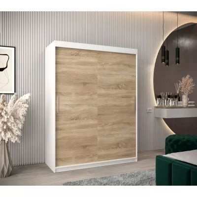 Skříň s posuvnými dveřmi v šířce 150 cm TIMEA - bílá / dub sonoma
