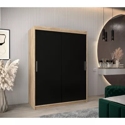 Skříň s posuvnými dveřmi v šířce 150 cm TIMEA - dub sonoma / černá
