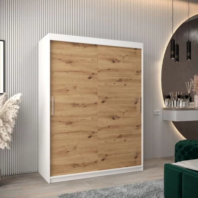 Skříň s posuvnými dveřmi v šířce 150 cm TIMEA - bílá / dub artisan