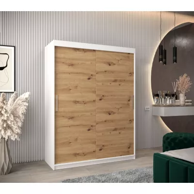 Skříň s posuvnými dveřmi v šířce 150 cm TIMEA - bílá / dub artisan
