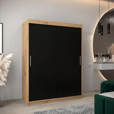 Skříň s posuvnými dveřmi v šířce 150 cm TIMEA - dub artisan / černá