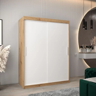 Skříň s posuvnými dveřmi v šířce 150 cm TIMEA - dub artisan / bílá
