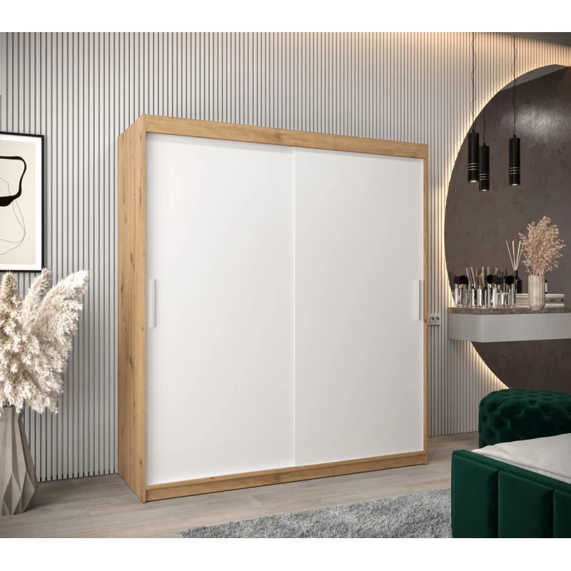 Skříň s posuvnými dveřmi v šířce 180 cm TIMEA - dub artisan / bílá