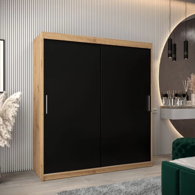 Skříň s posuvnými dveřmi v šířce 180 cm TIMEA - dub artisan / černá