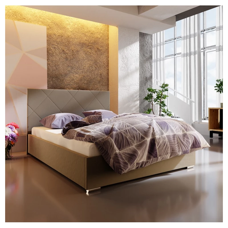 Manželská postel s úložným prostorem FLEK 5 - 180x200, béžová