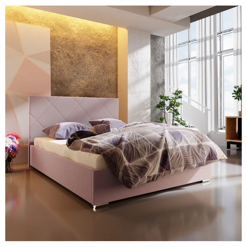 Manželská postel s úložným prostorem FLEK 5 - 160x200, růžová