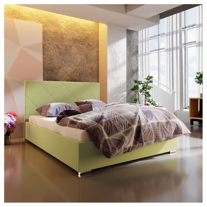 Jednolůžková čalouněná postel FLEK 5 - 120x200, žlutozelená