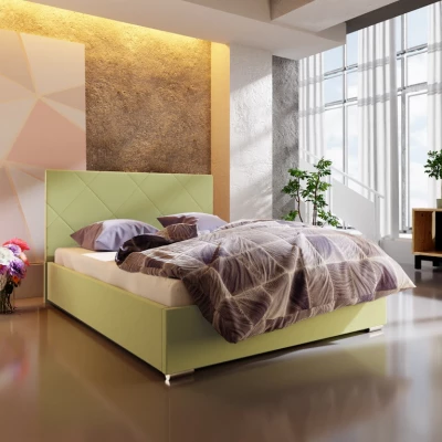 Manželská postel s úložným prostorem FLEK 5 - 180x200, žlutozelená