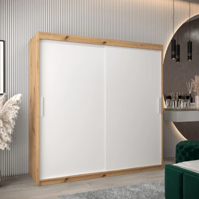 Skříň s posuvnými dveřmi v šířce 200 cm TIMEA - dub artisan / bílá