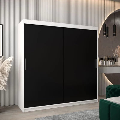 Skříň s posuvnými dveřmi v šířce 200 cm TIMEA - bílá / černá