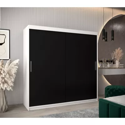 Skříň s posuvnými dveřmi v šířce 200 cm TIMEA - bílá / černá