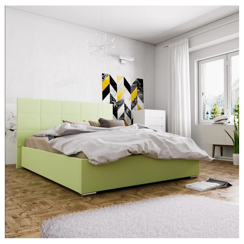 Manželská postel s úložným prostorem FLEK 4 - 180x200, žlutozelená