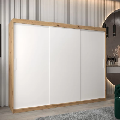 Skříň s posuvnými dveřmi v šířce 250 cm TIMEA - dub artisan / bílá