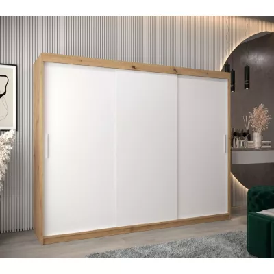 Skříň s posuvnými dveřmi v šířce 250 cm TIMEA - dub artisan / bílá