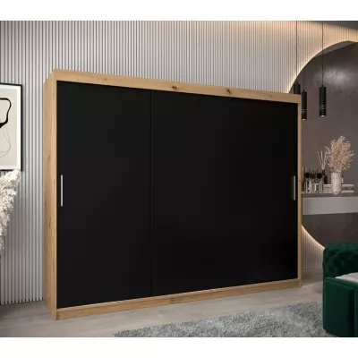 Skříň s posuvnými dveřmi v šířce 250 cm TIMEA - dub artisan / černá