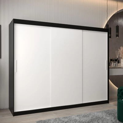 Skříň s posuvnými dveřmi v šířce 250 cm TIMEA - černá / bílá