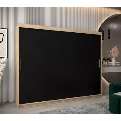 Skříň s posuvnými dveřmi v šířce 250 cm TIMEA - dub sonoma / černá