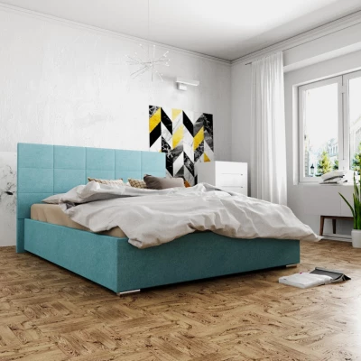 Manželská postel s úložným prostorem FLEK 4 - 140x200, modrá