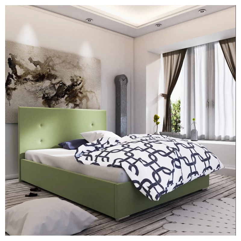 Manželská postel s úložným prostorem FLEK 3 - 140x200, žlutozelená