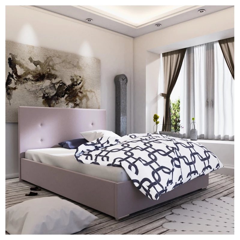 Manželská postel s úložným prostorem FLEK 3 - 140x200, růžová