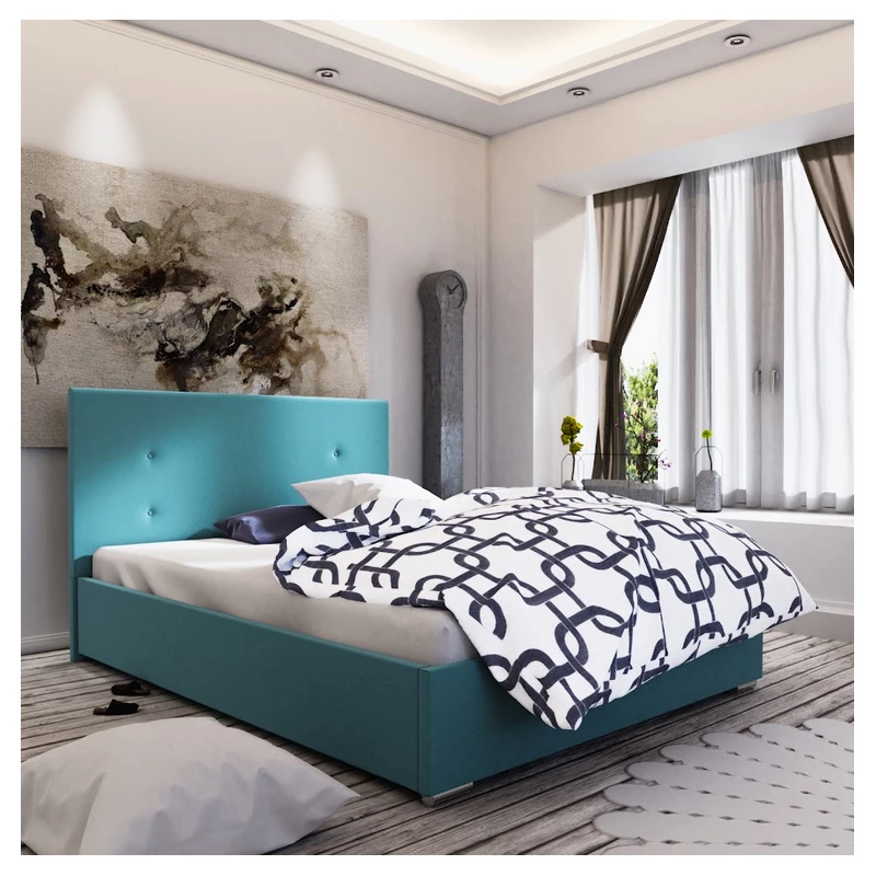 Manželská postel s úložným prostorem FLEK 3 - 140x200, modrá