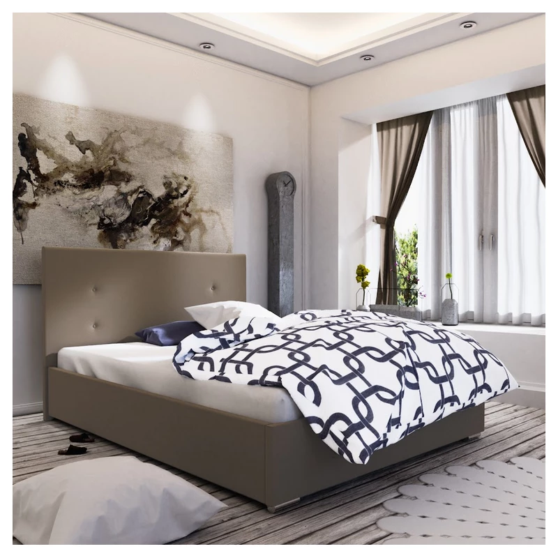 Jednolůžková postel s úložným prostorem FLEK 3 - 120x200, béžová