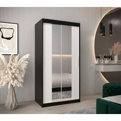 Skříň s posuvnými dveřmi v šířce 100 cm TIMEA 1 - černá / bílá