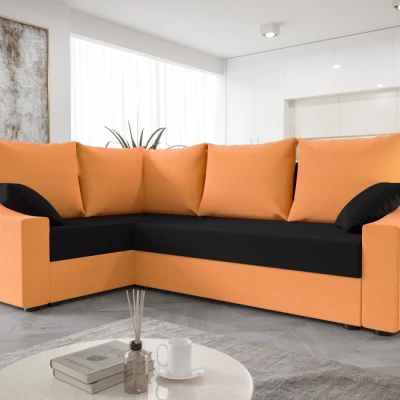 Praktická rohová sedačka OMNIA - oranžová / černá