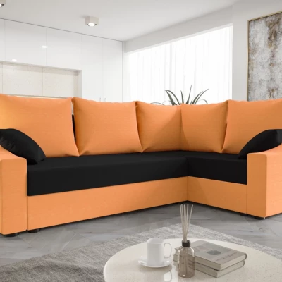 Praktická rohová sedačka OMNIA - oranžová / černá, pravá