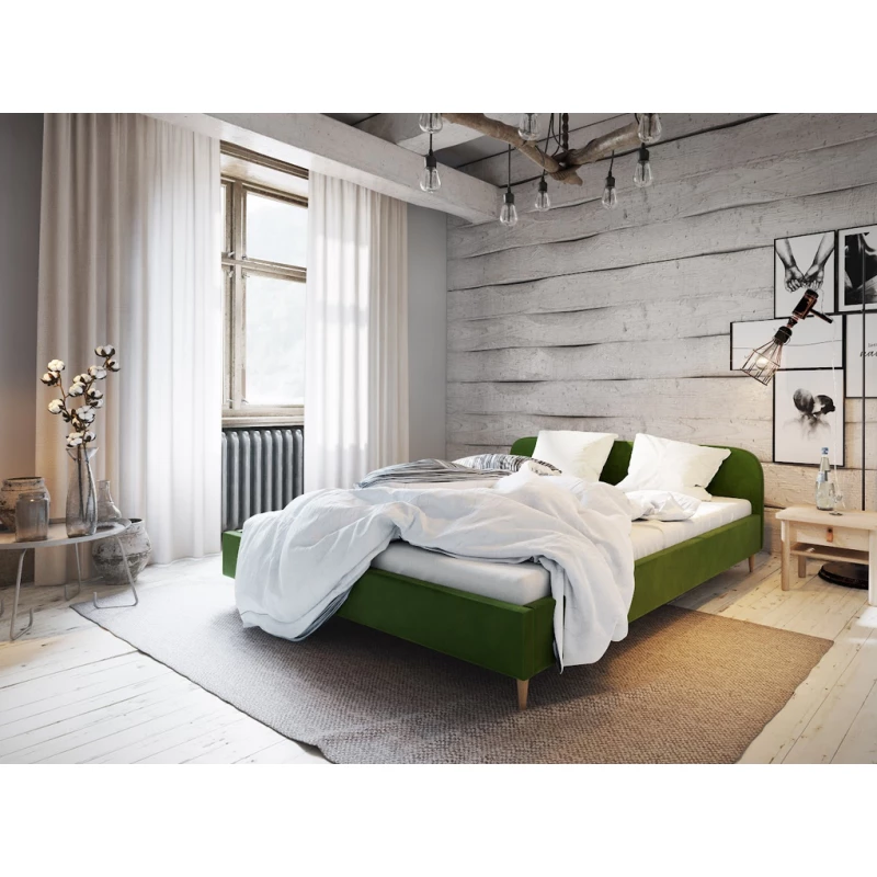Čalouněná postel s úložným prostorem LETICIA - 140x200, zelená