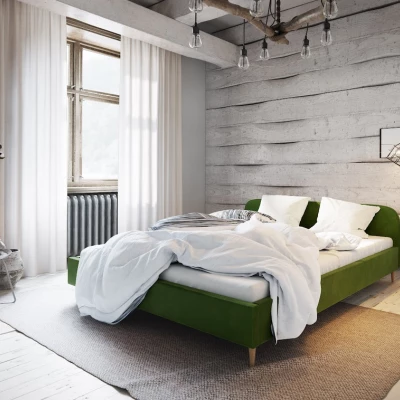 Čalouněná postel s úložným prostorem LETICIA - 160x200, zelená