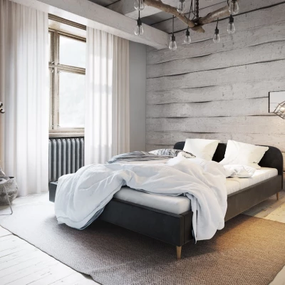 Čalouněná postel s úložným prostorem LETICIA - 160x200, černá