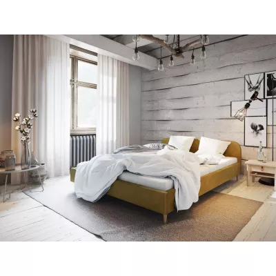 Čalouněná postel s úložným prostorem LETICIA - 180x200, hořčicová