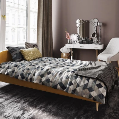 Čalouněná postel s úložným prostorem LETICIA 2 - 90x200, hořčicová