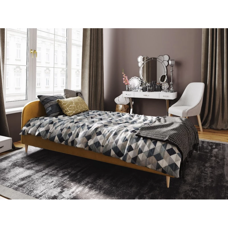 Čalouněná postel s úložným prostorem LETICIA 2 - 90x200, hořčicová