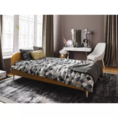 Čalouněná postel s úložným prostorem LETICIA 2 - 90x200, hořčicová