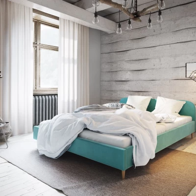 Čalouněná postel s úložným prostorem LETICIA - 140x200, světle modrá