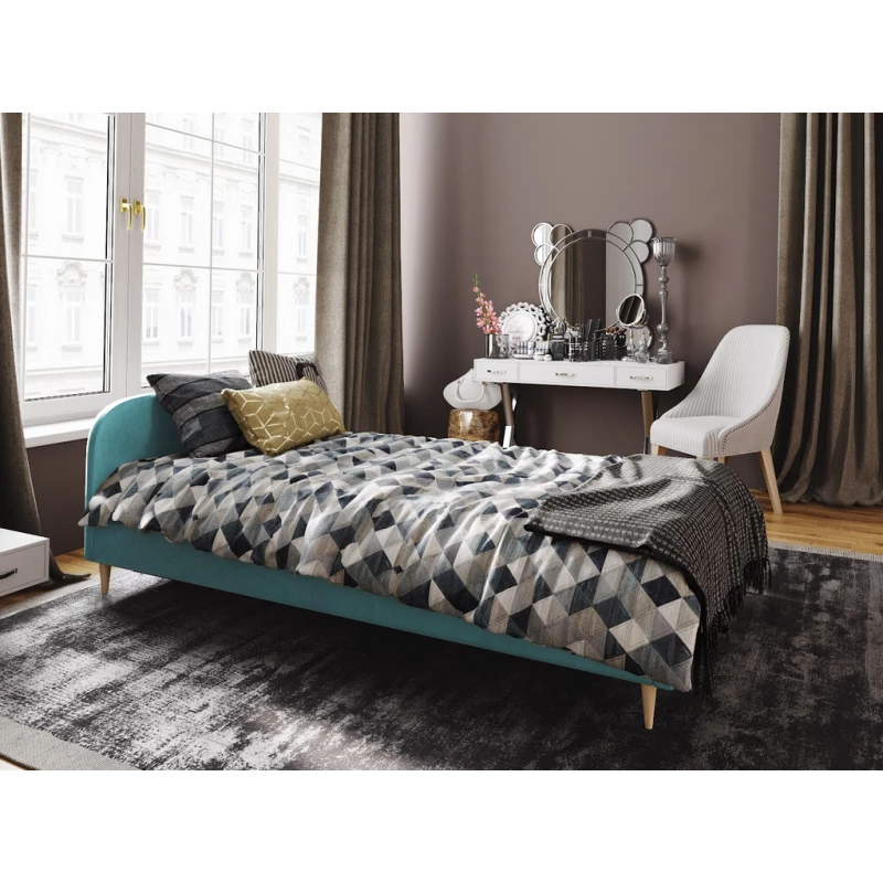 Čalouněná postel s úložným prostorem LETICIA - 90x200, světle modrá