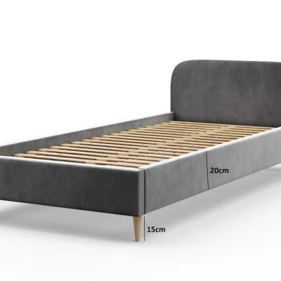 Čalouněná postel s úložným prostorem LETICIA - 90x200, světle šedá