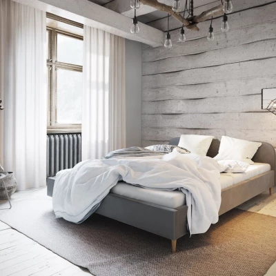 Čalouněná postel s úložným prostorem LETICIA - 140x200, světle šedá