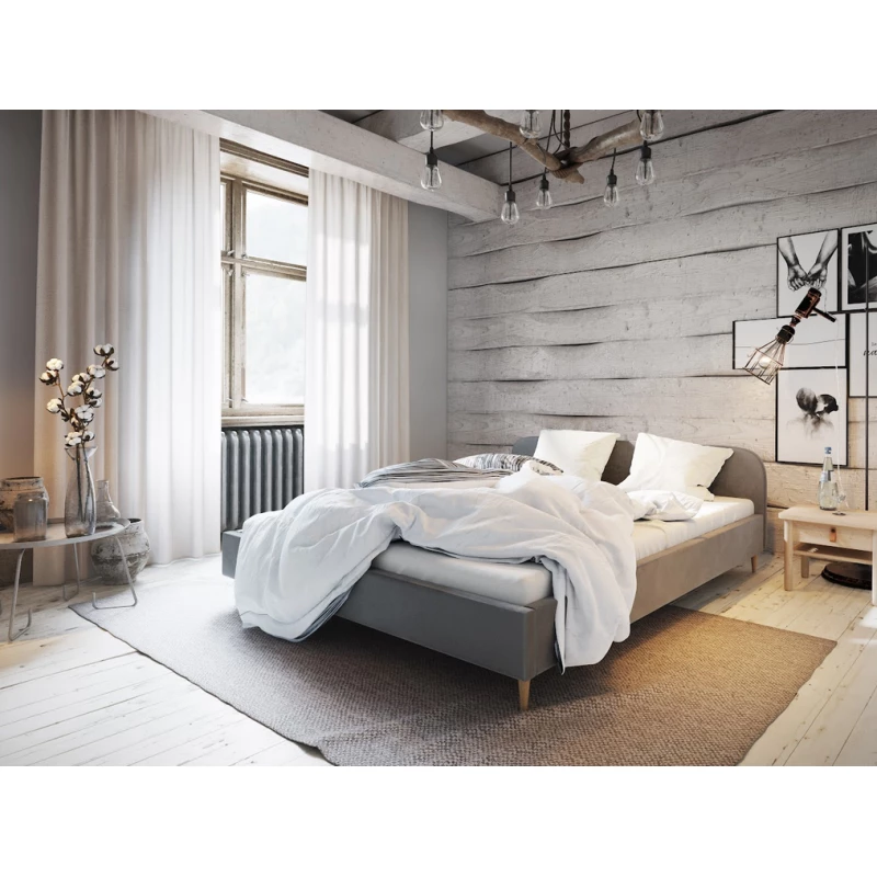Čalouněná postel s úložným prostorem LETICIA - 160x200, světle šedá