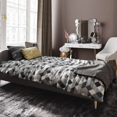 Čalouněná postel s úložným prostorem LETICIA - 90x200, tmavě šedá